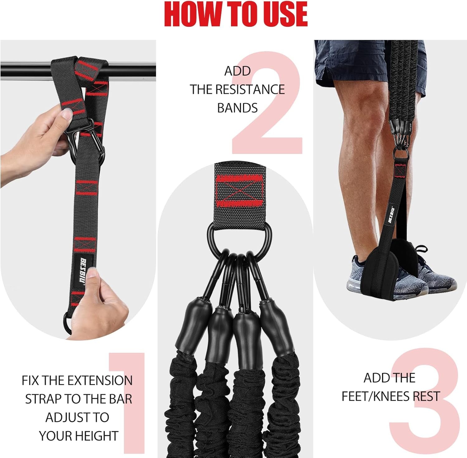 Pull up Assistance Bands 260Lbs, Heavy Pull up Bands Resistance Bands for Pull Ups Working Out with Feet Rest, Pull up Bar Bands Assistance Bands Strength Training Workout Equipment, Height Adjustable