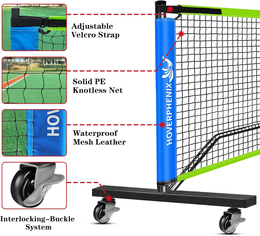 Portable Pickleball Net Set, 22FT Pickle Ball Net with Paddle Set of 4 | Regulation Size Net, Weather Resistant Steel Frame, Outdoor Pickleballs and Carry Bag, Easy Setup for Driveway, Backyard