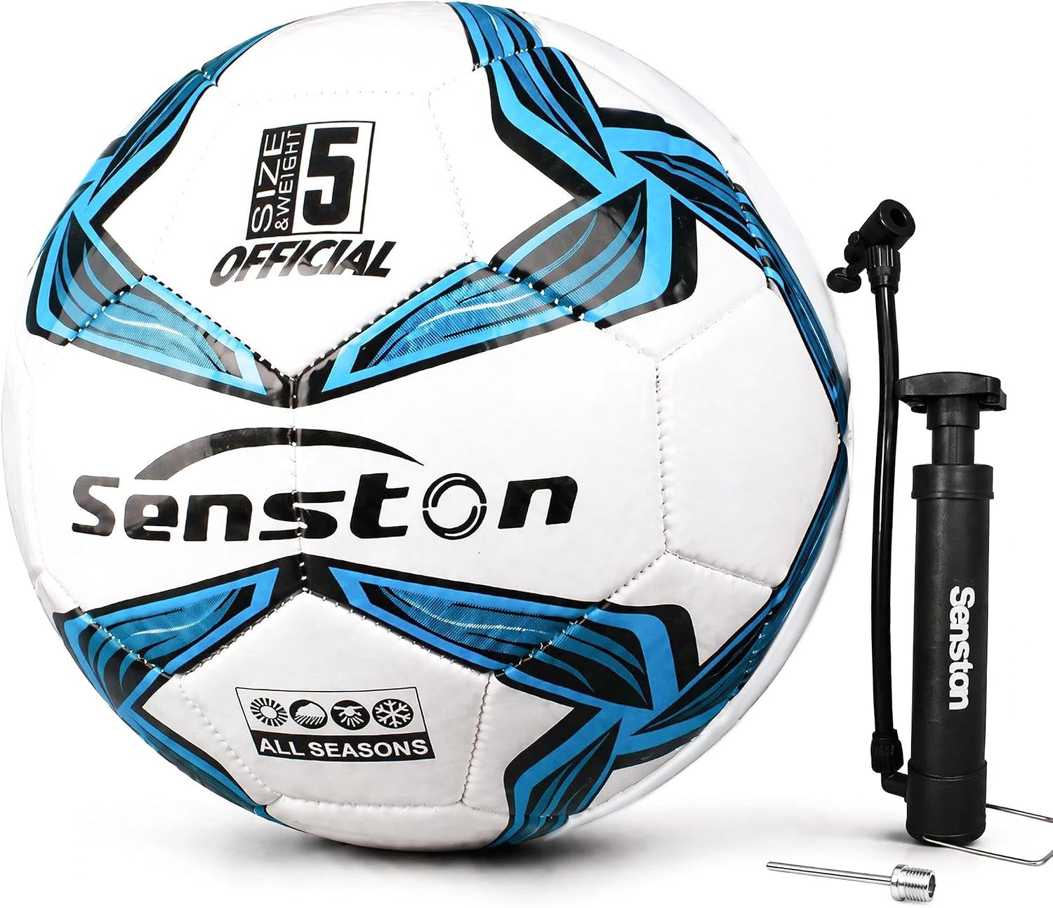 Soccer Ball Size 4 & 5 Durable PVC Training Football with Pump | Shape Retention, Stable Flight Performance, Sturdy and Wear-Resistant, High Value Soccer Set, Waterproof, Easy to Clean