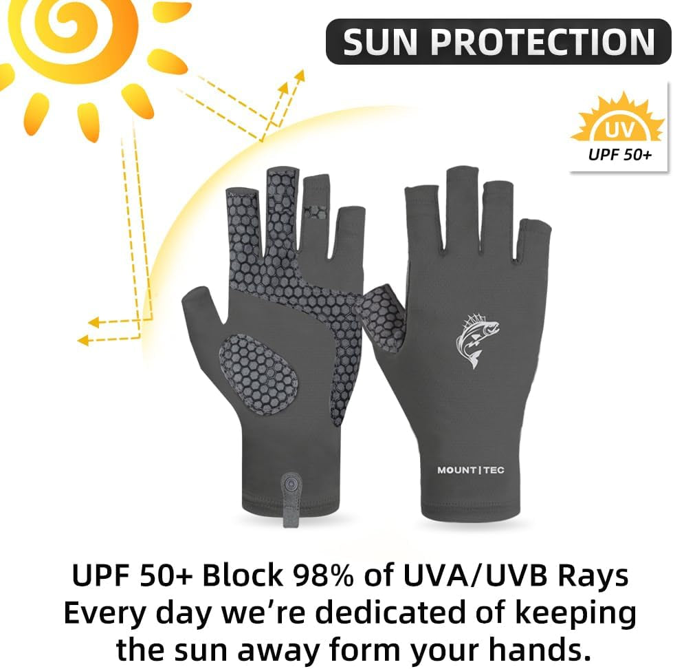 Unisex UV Protective Fingerless Gloves UPF 50+ Sun Glove for Outdoor Fishing Cycling Hiking Driving Kayaking