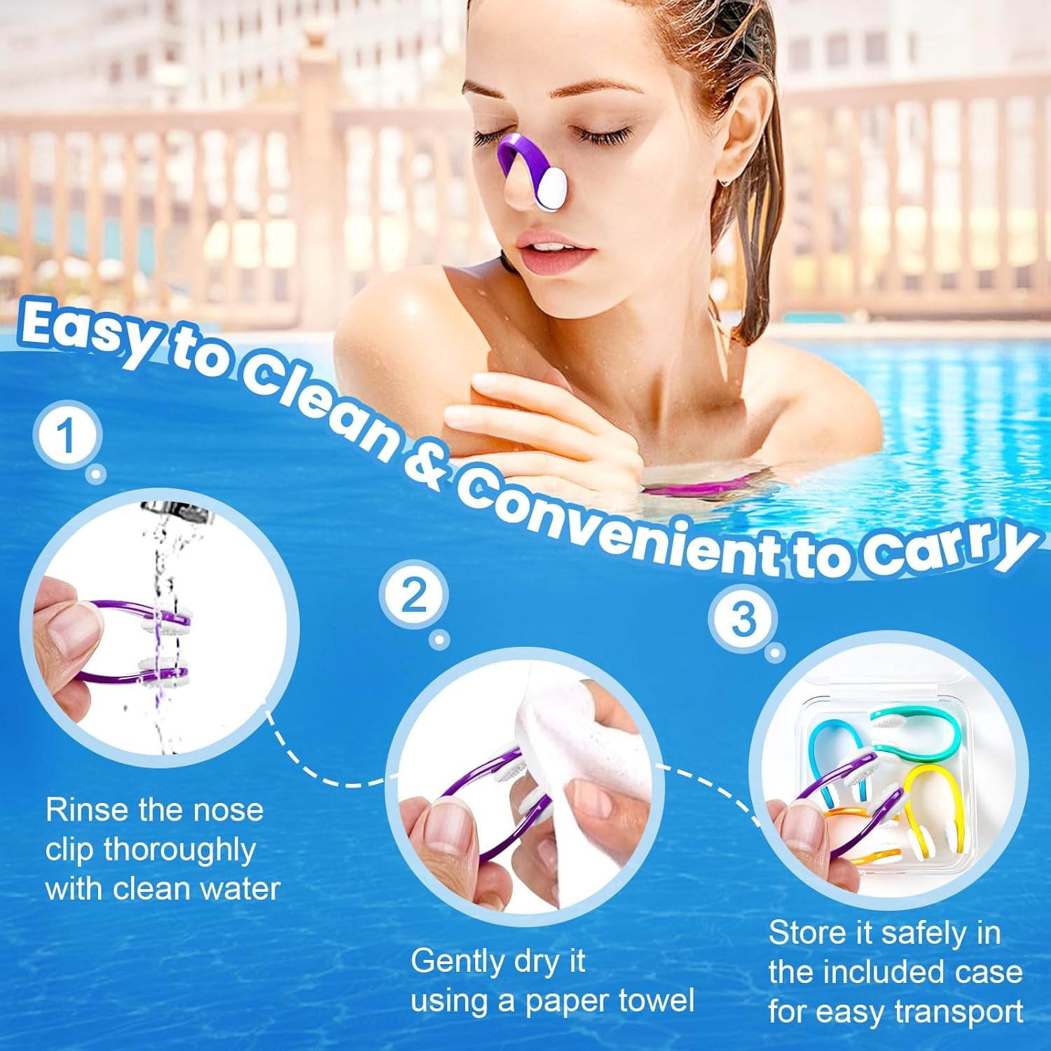 Swimming Nose Clip - 10 Packs Silicone Swim Nose Plugs for Kids (Age 7+) and Adu