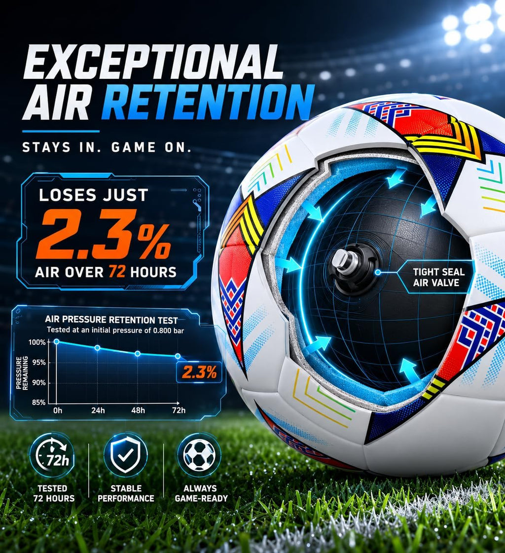 Size 5 Soccer Ball—Sgs Lab-Tested Pro Match Grade with Pump & Needles | Seamless Waterproof TPU Leather, 0.86% Sphericity, 2.3% Air Loss, Indoor Outdoor Match Training for Adults & Youths