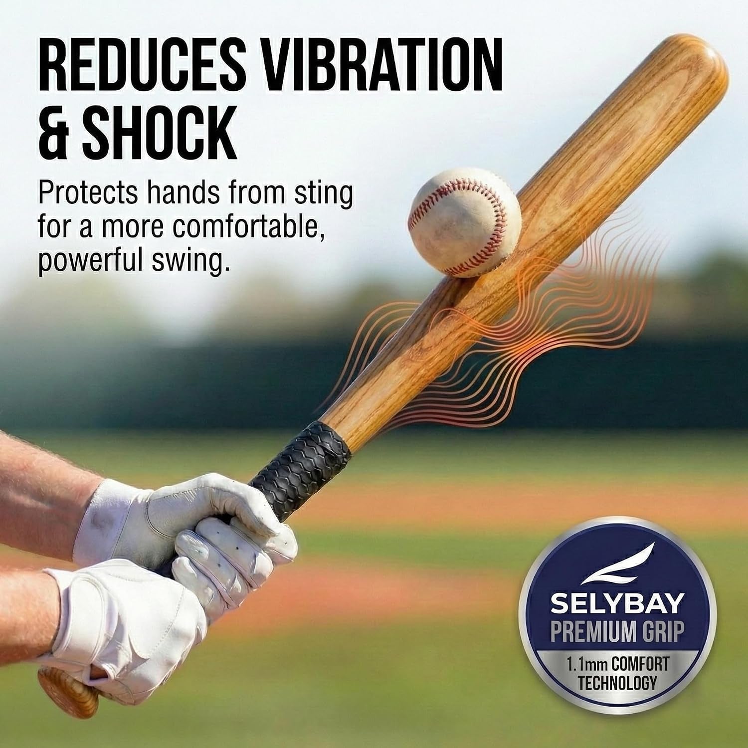 Baseball Bat Grip Tape 1.1Mm - Softball Bat Wrap, Stick Grip Tape Black | Bat Grips Fit All Bats, Baseball Grip Tape, Bat Tape Grip Cushion, Reduces Hand Sting