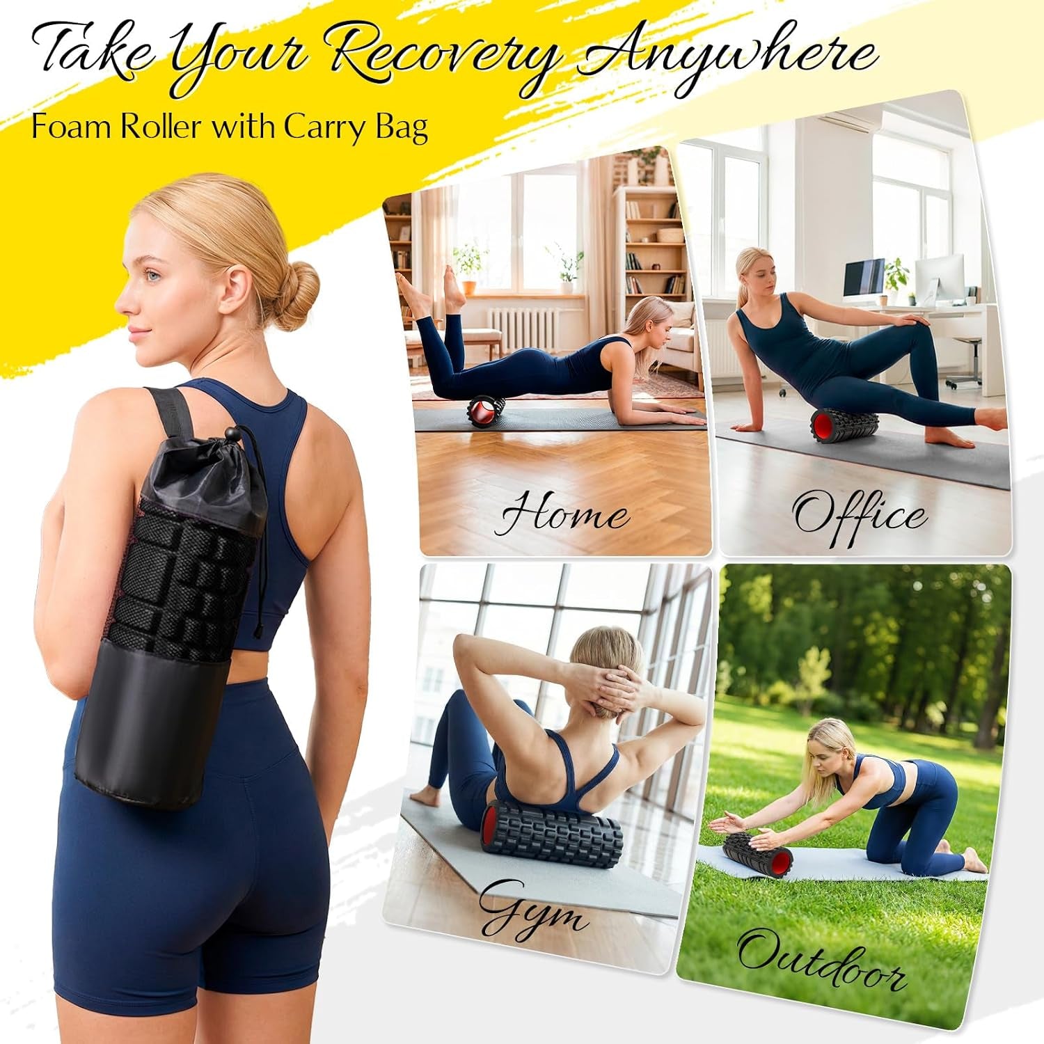 Foam Roller for Deep Tissue Massager Multi Density Massage Roller | Exercise Patented Roller for Muscle Massage & Myofascial Trigger Point Release Back Roller Improves Mobility, Pilates, Yoga