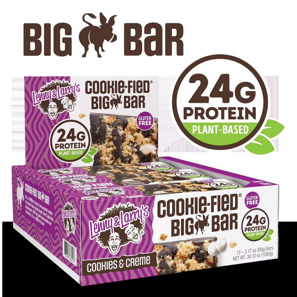 Cookie-Fied Big Bar Cookies &amp; Creme, Plant-Based Protein Bar, Gluten-Free, Vegan and Non-Gmo, 12 Count
