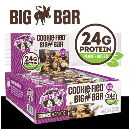 Cookie-Fied Big Bar Cookies &amp; Creme, Plant-Based Protein Bar, Gluten-Free, Vegan and Non-Gmo, 12 Count
