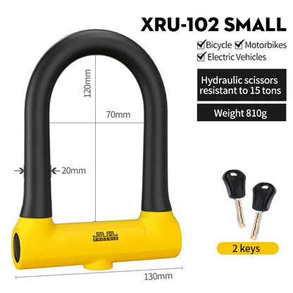 XUNTING Bicycle U-Shaped Lock Safety Lock for Bicycle Accessories for Motorcycle Electric Scooter Mountain and Road Bike Lock