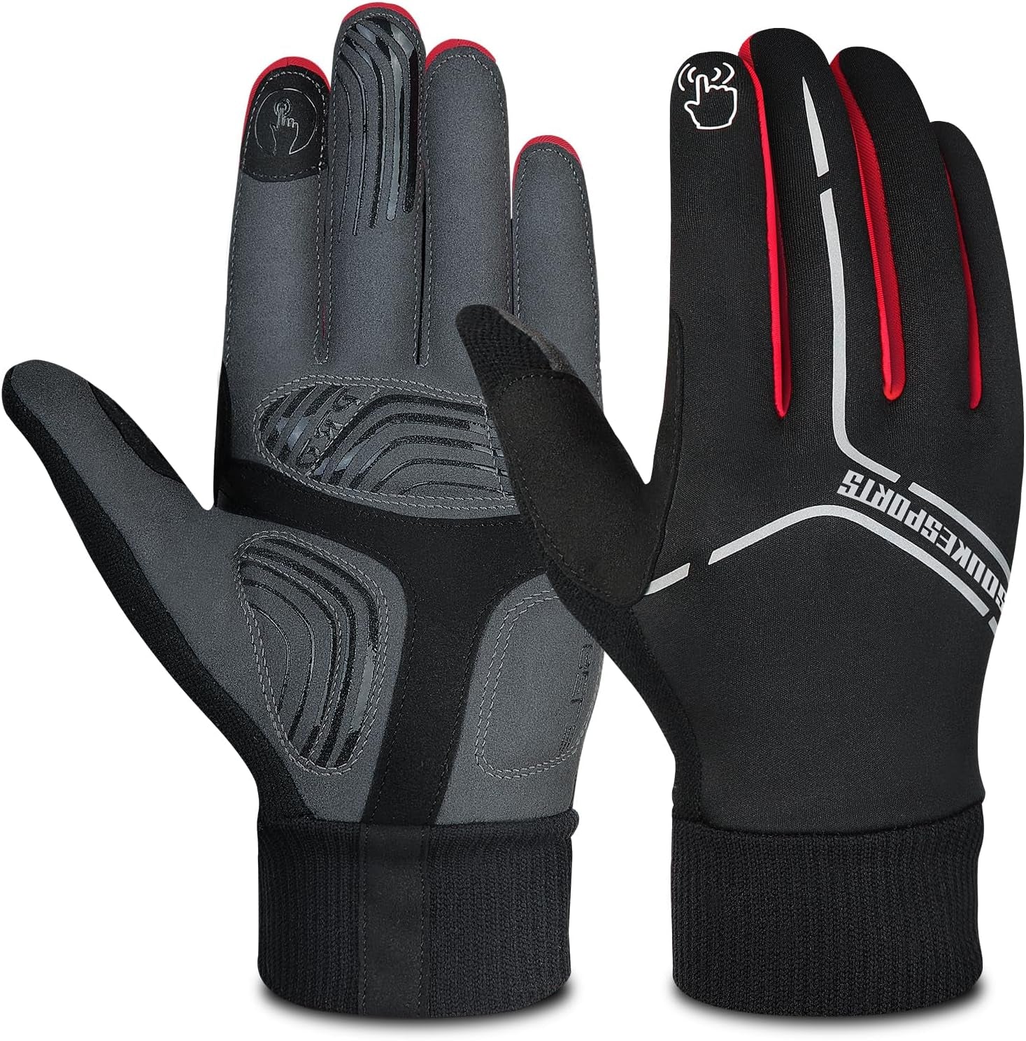 Winter Cycling Gloves Men Women, Touch Screen Padded Bike Glove Water Resistant Windproof Warm Anti-Slip for Running, Biking, Workout