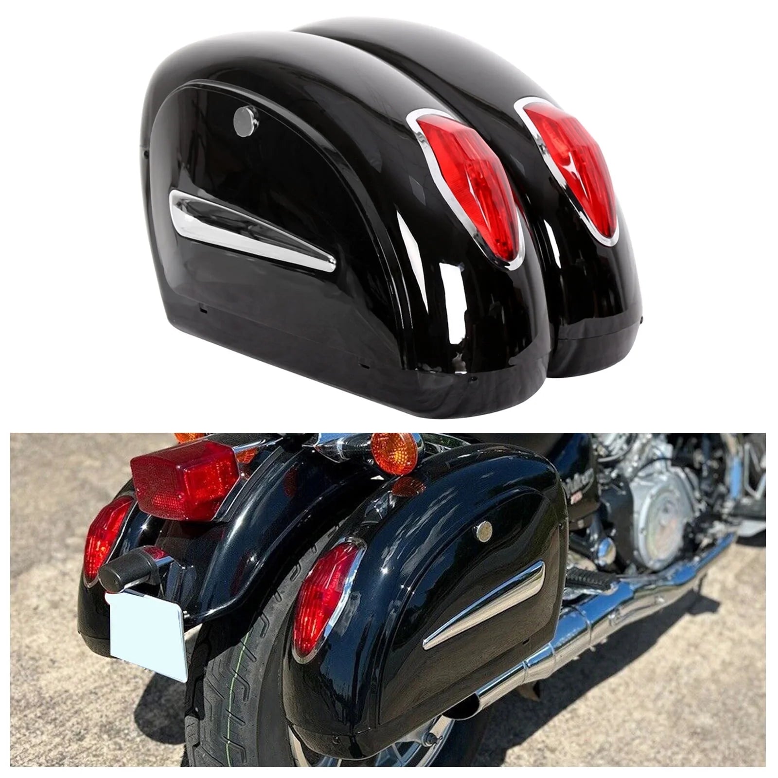 Universal Motorcycle Saddle Bags W/ Lights &amp; Locks Fit Motorcycle Crusier Honda Yamaha Harley Suzuki Kawasaki