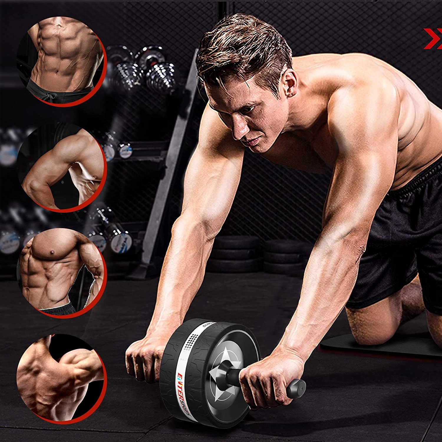 Ab Roller Wheel for Abs Workout - Abdominal Exercise Equipment with 2 Knee Pads for Home Gym, Core Strength Training, Fitness Equipment for Men & Women