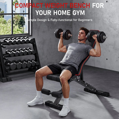 Adjustable Weight Bench,Foldable Workout Bench 660Lbs Home Gyms Press Dumbbell  Bench with Extended Head and Spine Support