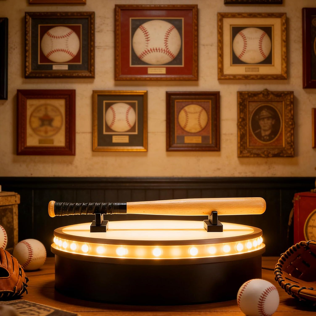 Baseball Bat Display Stand, Black Desktop Horizontal Holder | Stable Desktop Display Design | No Wall Installation Required | Showcases Baseball Bats in Homes, Offices or Display Areas