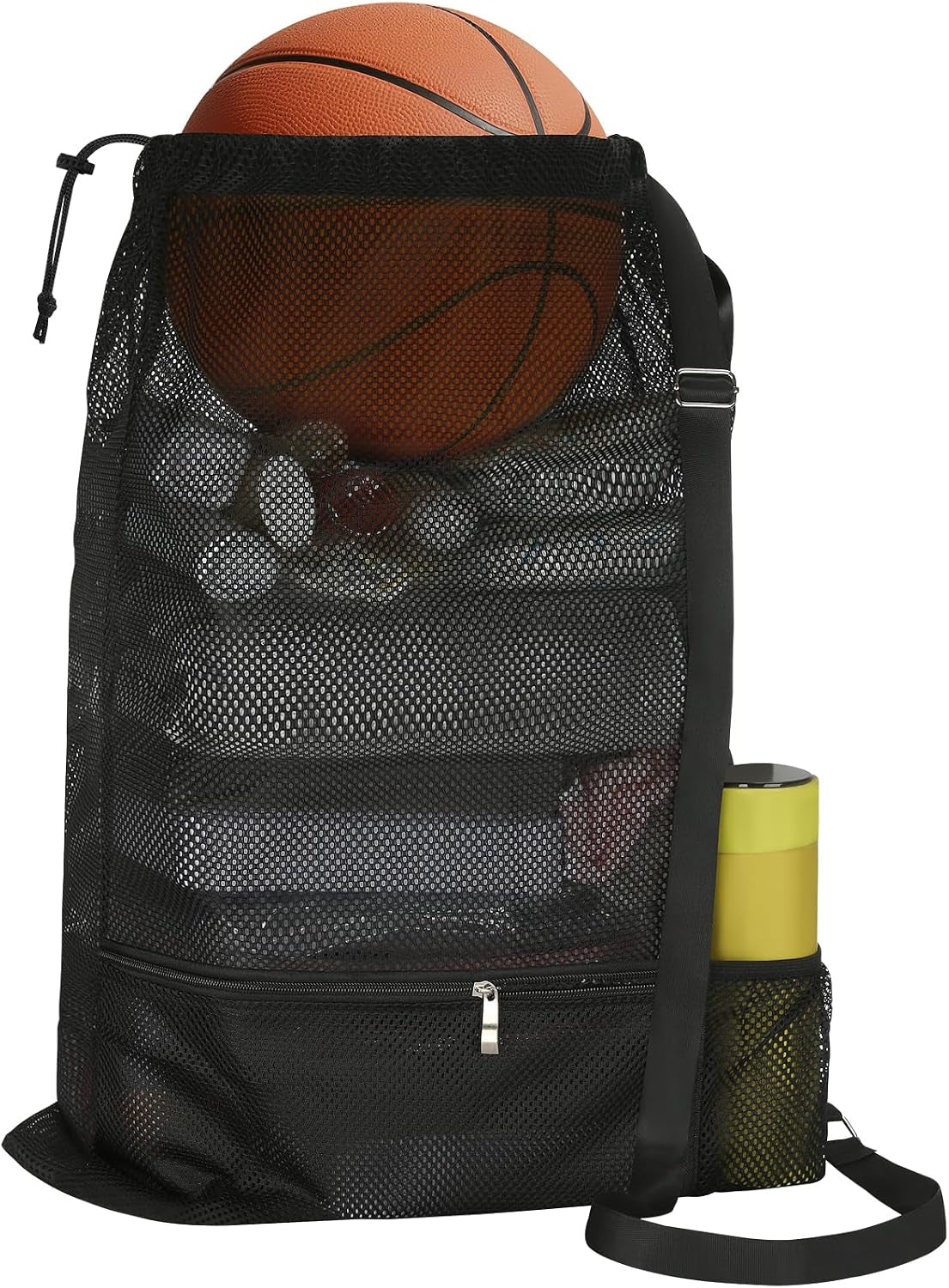 Large Mesh Swim Beach Bag, Mesh Drawstring Gym Bag for Athletic Gym Sports Gear Workout Storge Beach Swiming (Black)