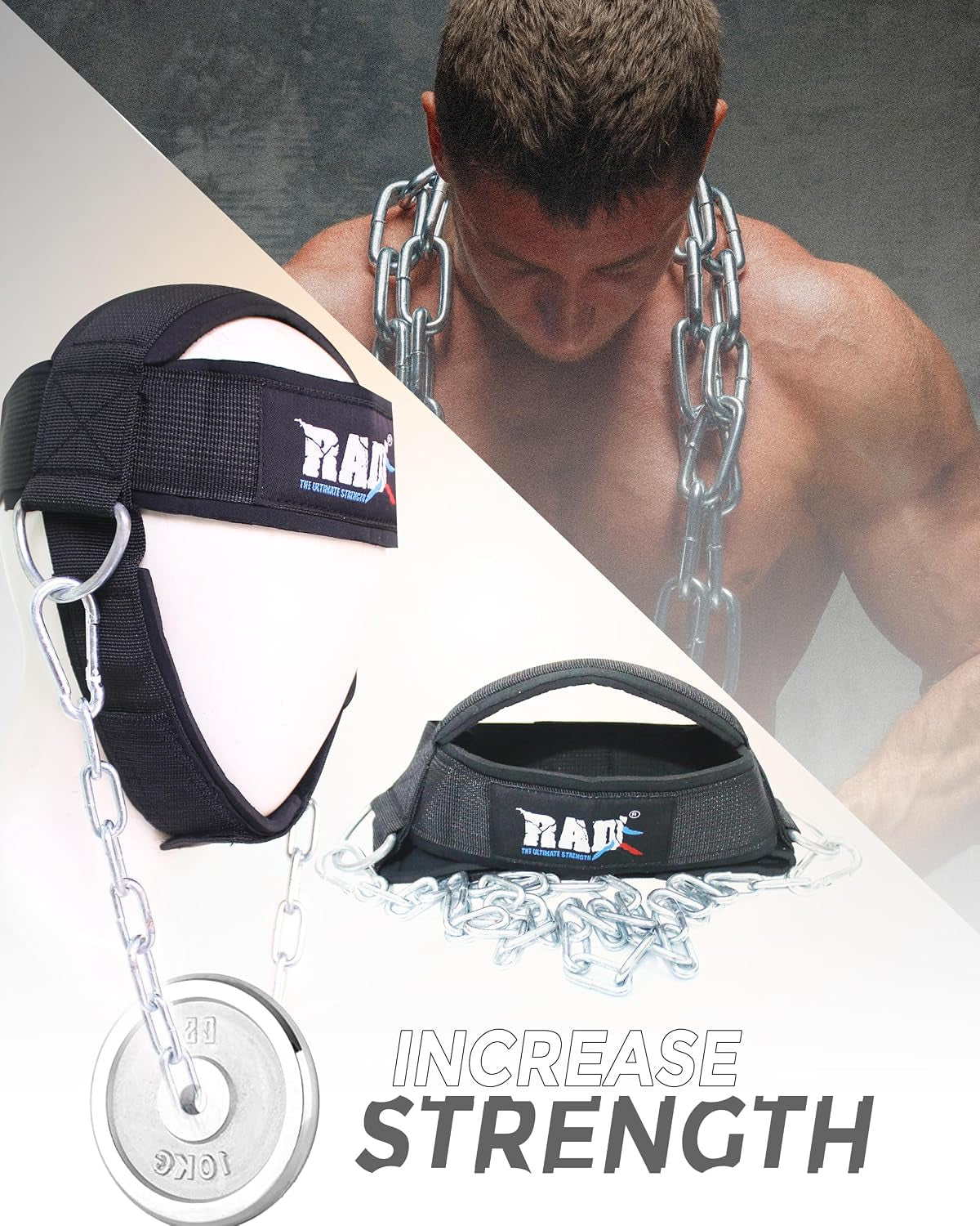 Neck Trainer Adjustable Steel Chain Strength Weight Lifting Harness for Training Head Strenghtener Exerciser Neck Workout Strap Black Belt for Exercise