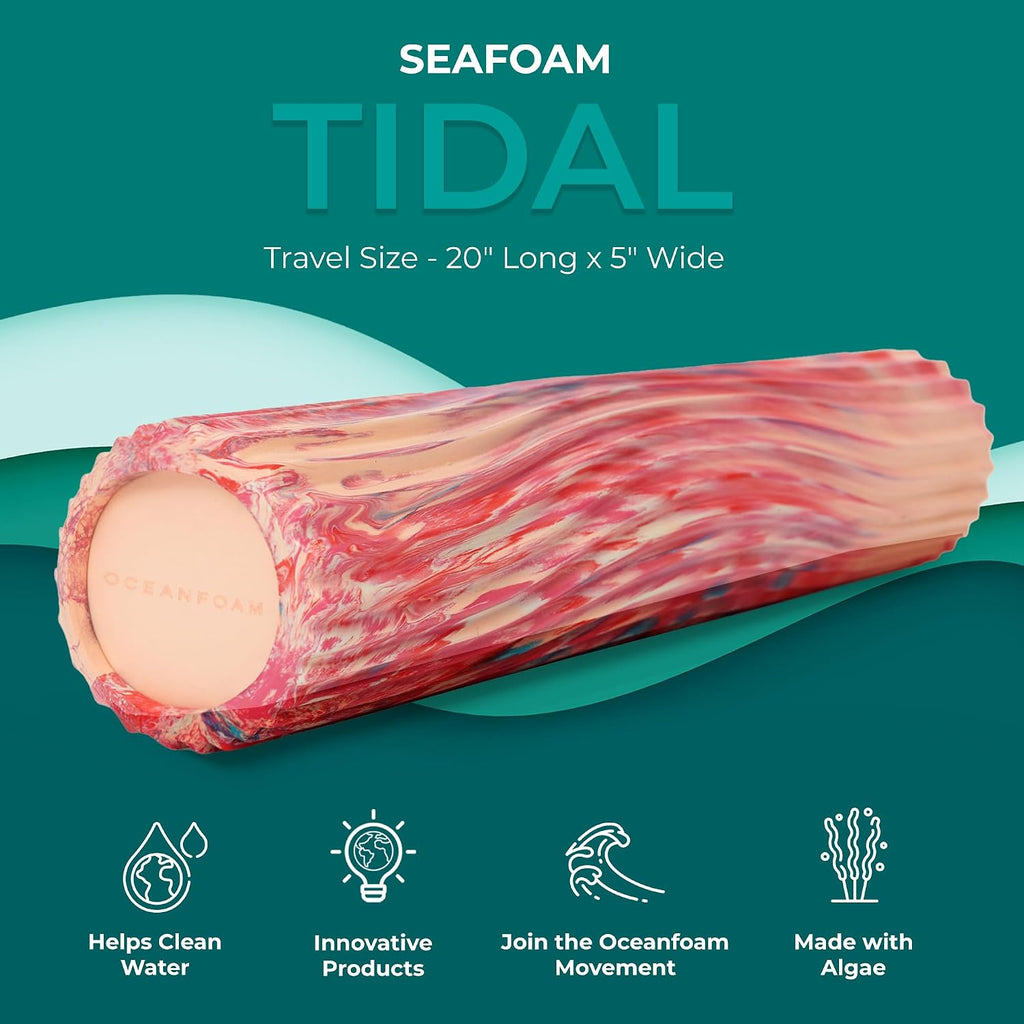 Tidal Roller - Cotton Candy - Muscle Massage Foam Roller for Back Pain & Stretching - Firm and Ergonomic Wide Wave Textured - Yoga, Athletics, & Wellness - Full Size, 20" X 5"