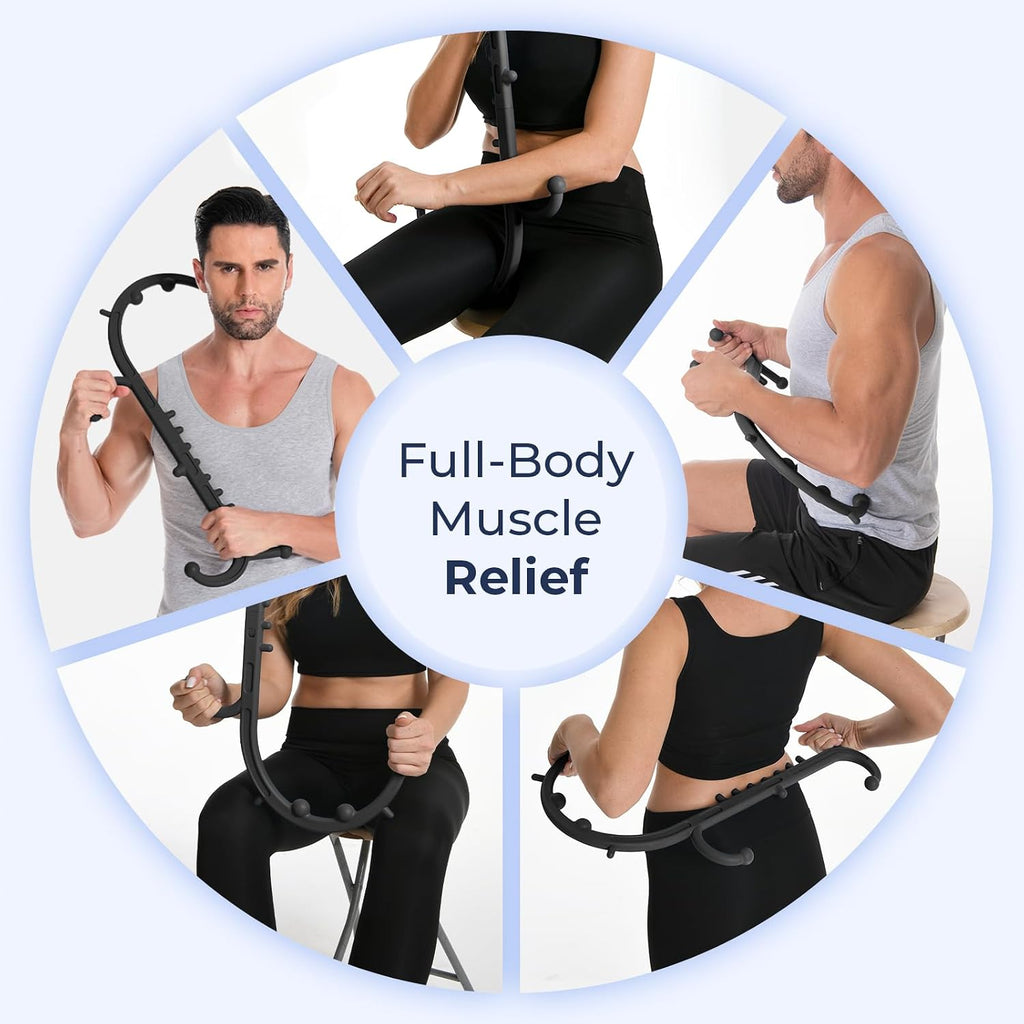 Deep Tissue Back & Neck Massager for Body Muscle Pain Relief | Trigger Point Massage Tool for Full Body, Shoulders, Legs, Muscle Knot Remover, for Self-Massage, Pressure Point Massage Tool