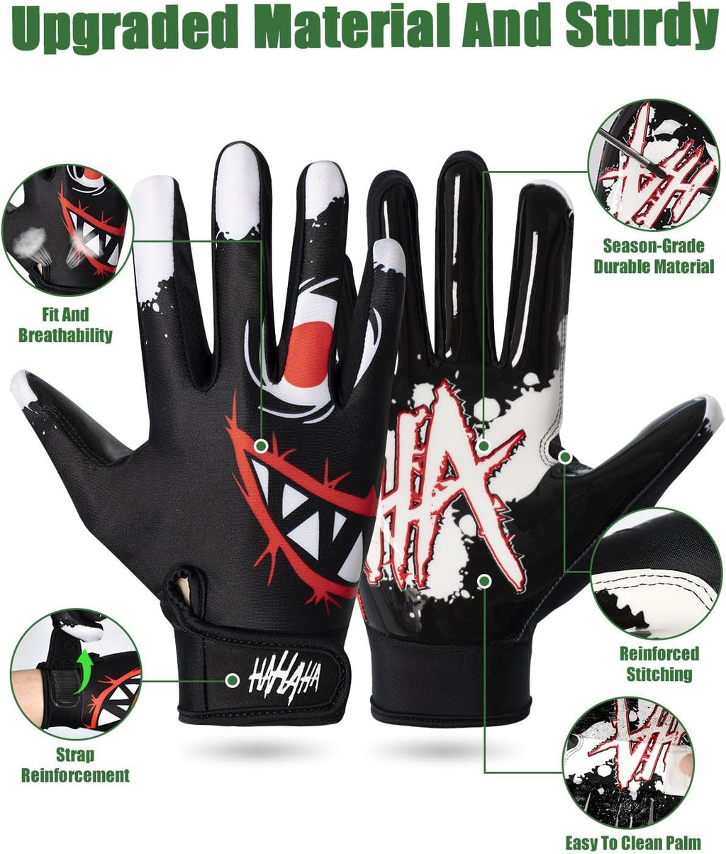 Youth Football Gloves, Non-Slip Kids Football Gloves with Super Sticky Grip Palm, Breathable Wide Receiver Glove Best Gifts for Boys Girls