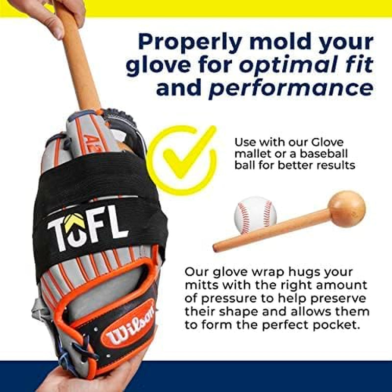 Baseball Glove Wrap Band for Break-In & Shaping | Elastic Mitt Strap | Adjustable Closure for Pocket Forming & Storage | Youth & Adult Softball Mitt Care Accessory (Message Options)