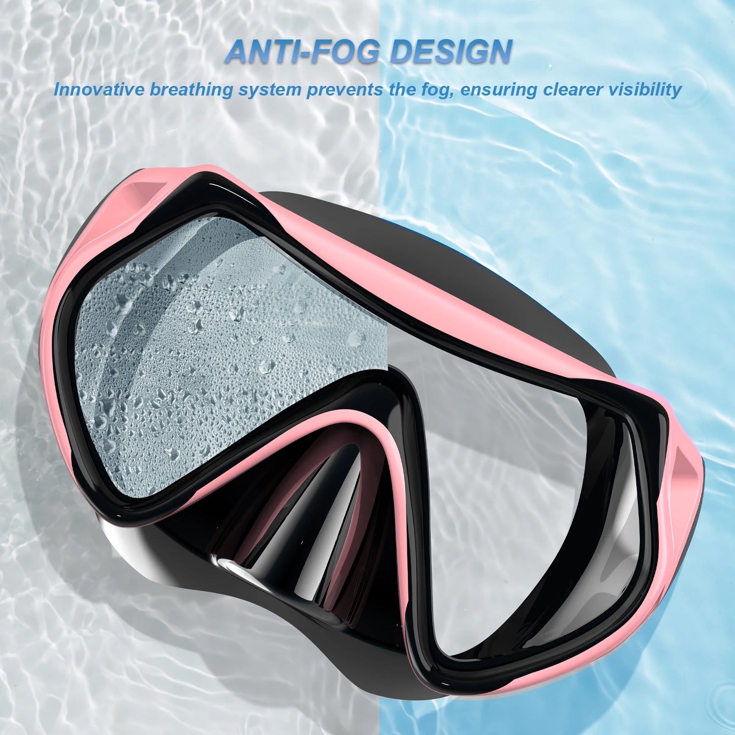 Diving Snorkeling Mask Set for Kids Swimming Mask Child Free Diving Snorkel Mask Anti-Fog Swim Goggles with Nose Cover Big Frame