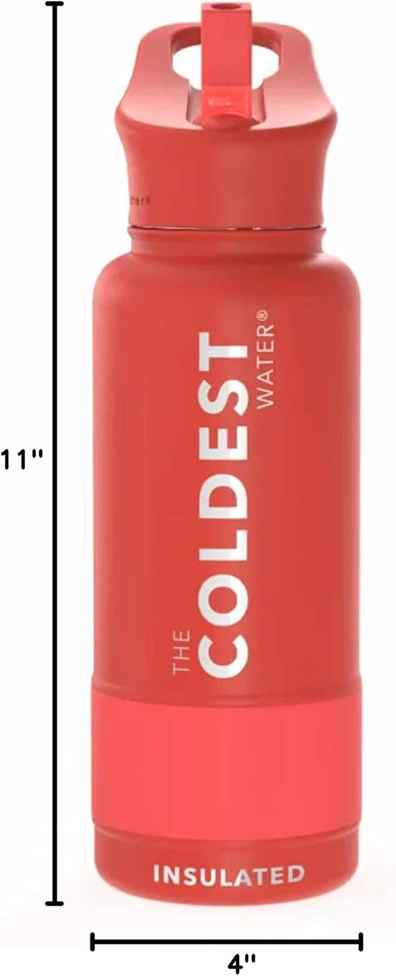 Coldest Insulated Water Bottle with Straw Lid - Stainless Steel Metal Insulated Bottle for Men & Women (Crimson Red, 32 Oz)