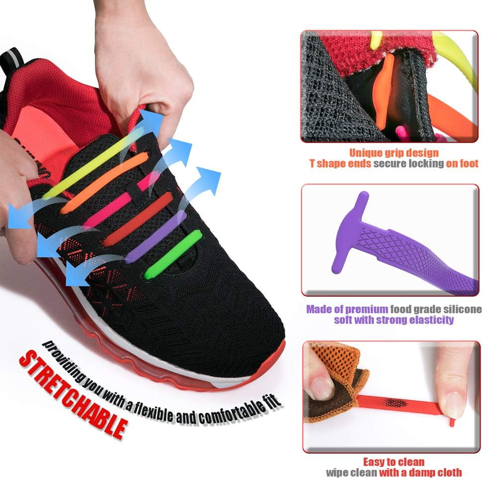 No Tie Shoelaces for Kids and Adults Stretch Silicone Elastic No Tie Shoe Laces