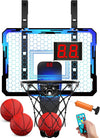 Mini Basketball Hoop with Scoreboard & 7 LED Lighting | over the Door Indoor, with 3 Balls/Inflator/Breakaway Rim, Basketball Toy Gifts for Kids Adults, Suit for Bedroom/Office