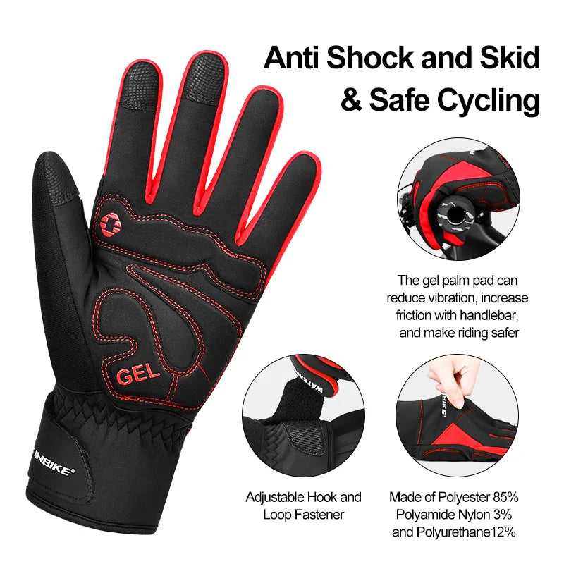 Touch Screen Cycling Gloves Winter Thermal Warm Windproof Full Finger Waterproof Bicycle Road Bike Gloves for Men Women