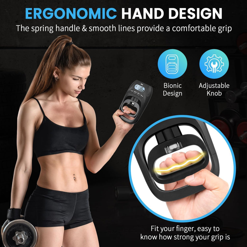 396Lbs/180Kg Grip Strength Tester, Hand Grip Dynamometer, Digital Grip Strength Tester with LCD Display, Adjustable Hand Grip Training Gauge, Hand Grip Testing for Sports Home School Use