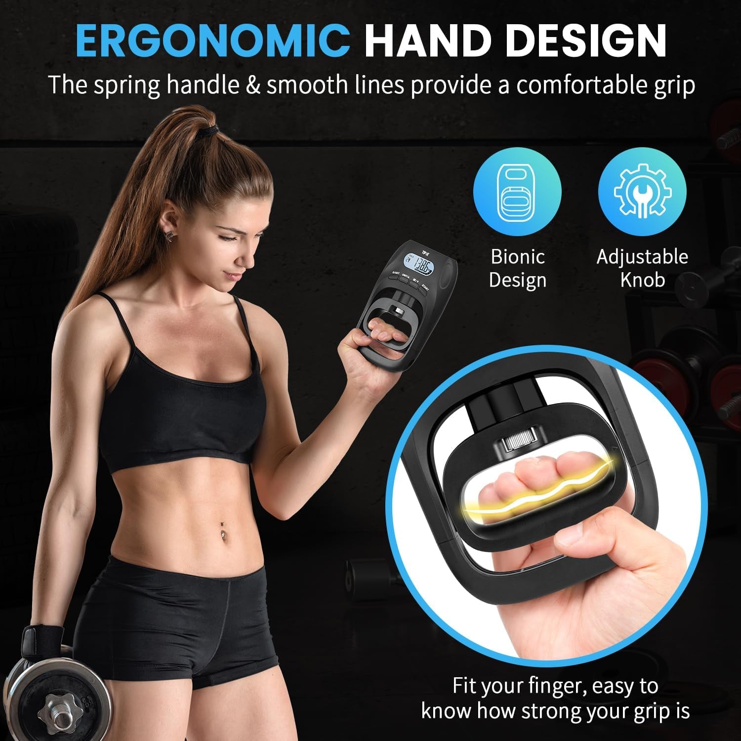 396Lbs/180Kg Grip Strength Tester, Hand Grip Dynamometer, Digital Grip Strength Tester with LCD Display, Adjustable Hand Grip Training Gauge, Hand Grip Testing for Sports Home School Use