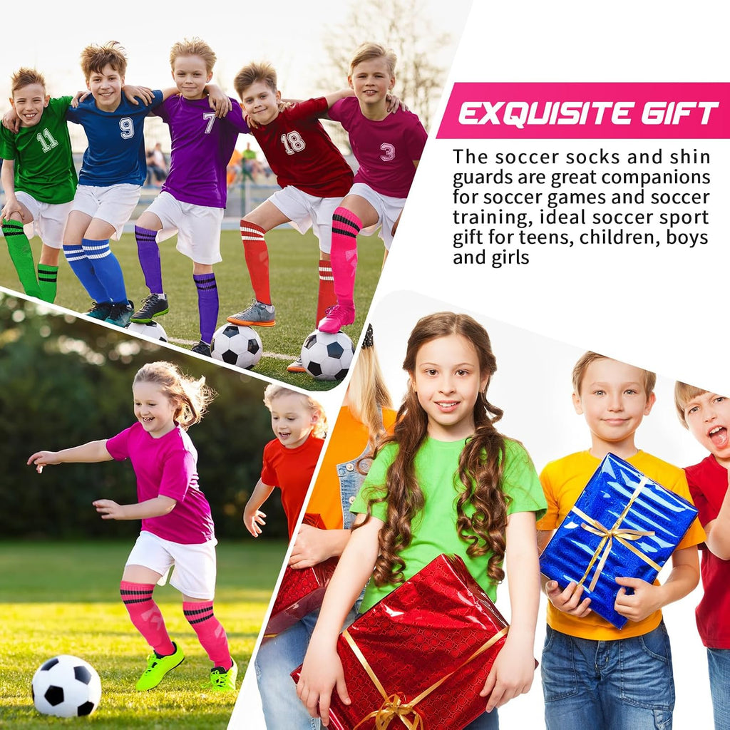 Soccer Shin Guards and Socks for Toddler Kids Youth, Lightweight Soccer Shin Pads Protective Defender Gear for 3-5, 5-10, 10-15 Years Old Children Teen Boys Girls Sports Game