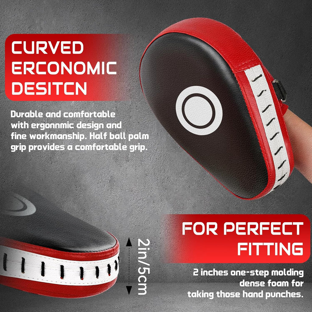 Punching Mitts Kick Pack Set, Boxing Pads Curved Focus Punching Mitts Kickboxing Striking Target Pads for Kids Men Women, Martial Arts Training Equipment for Boxing Taekwondo Karate Muay Thai