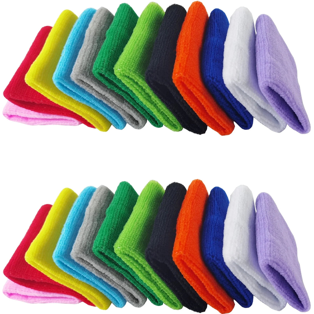 24PCS Colorful Sports Wristbands Cotton Sweatband Wristbands Wrist Sweatbands Wrist Sweat Bands for for Men and Women, Good for Tennis, Basketball, Running, Gym, Working Out