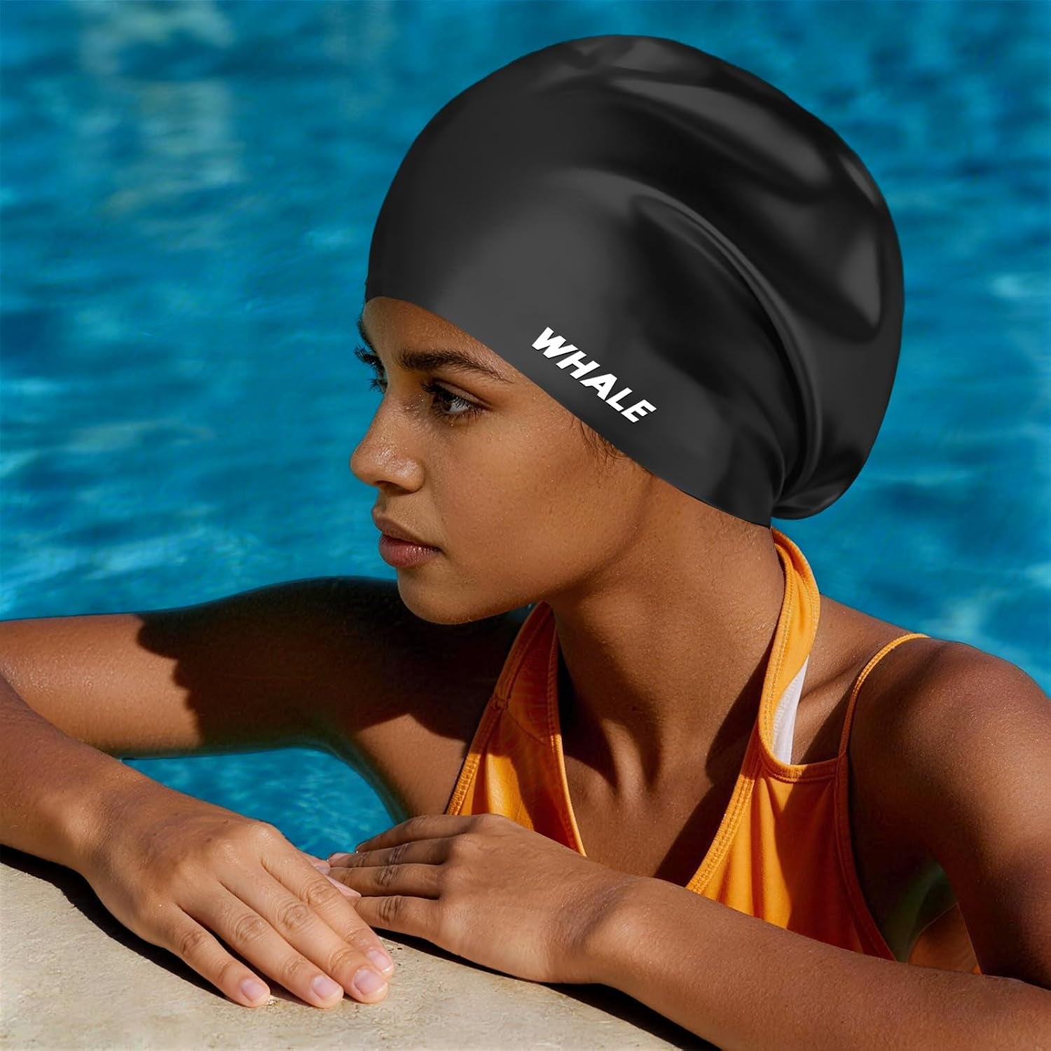 Large Swim Cap, Unisex, Designed Specifically for Long Hair, Made of Waterproof Silicone, Suitable for Long Hair, Thick Braids, and Dreadlocks