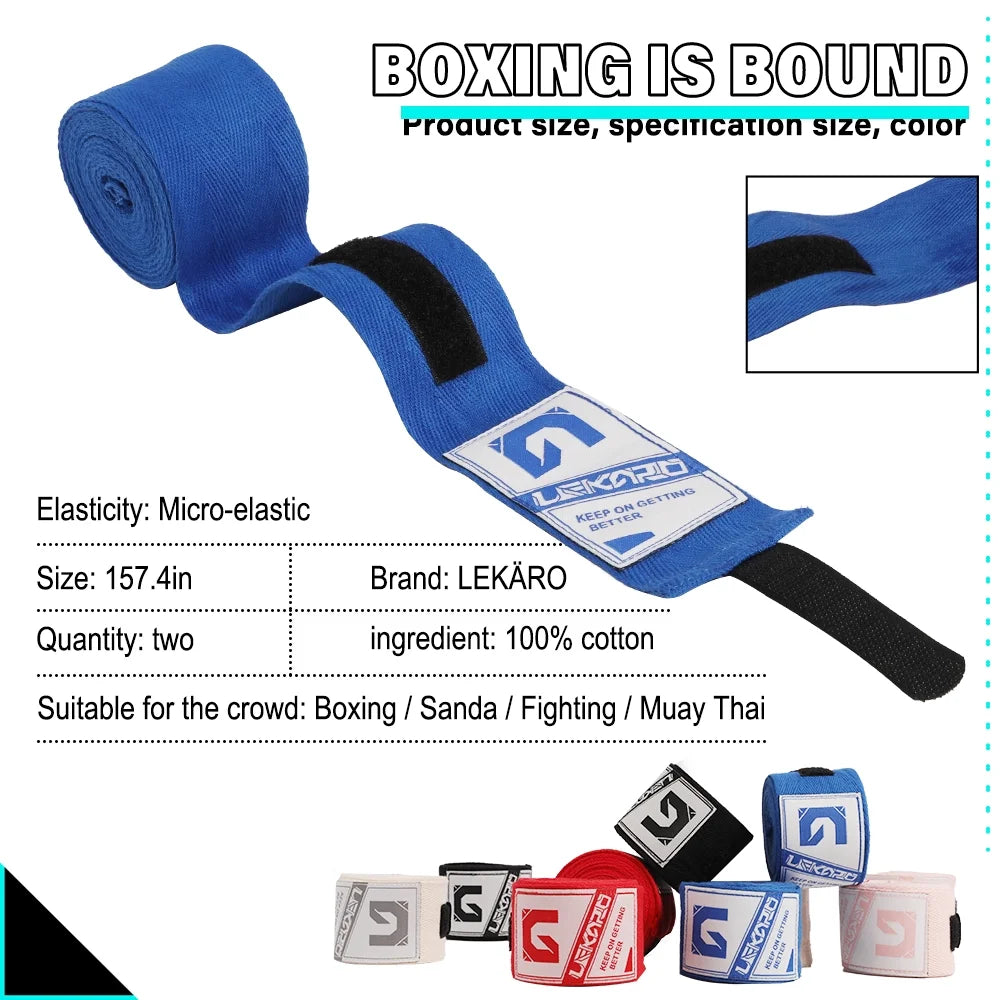 LEKÄRO Elastic Cotton Boxing Hand Wraps for Muay Thai MMA Training for Men &amp; Women