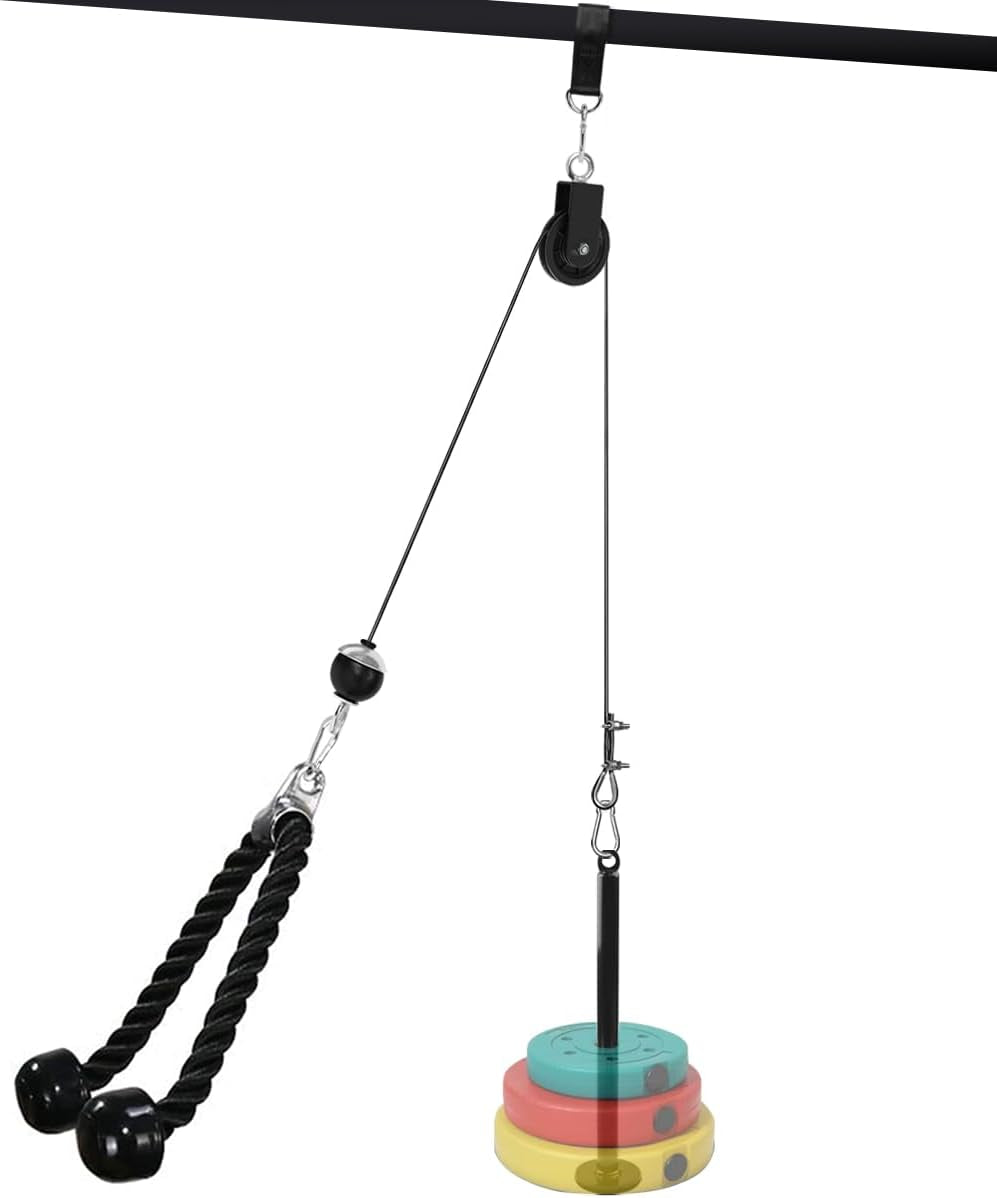 LAT and Lift Pulley System, Weight Cable Machine for Power Cage & Squat Rack, LAT Pulldown Attachments for Triceps Pull Down, Biceps Curl, Back & Forearm Workouts - Home Gym Equipment