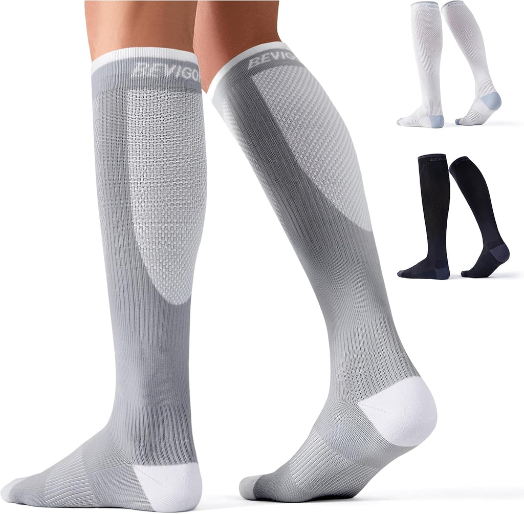 Compression Socks for Women Men 15-20Mmhg Circulation Cushion Knee High Support Socks Athletic Daily
