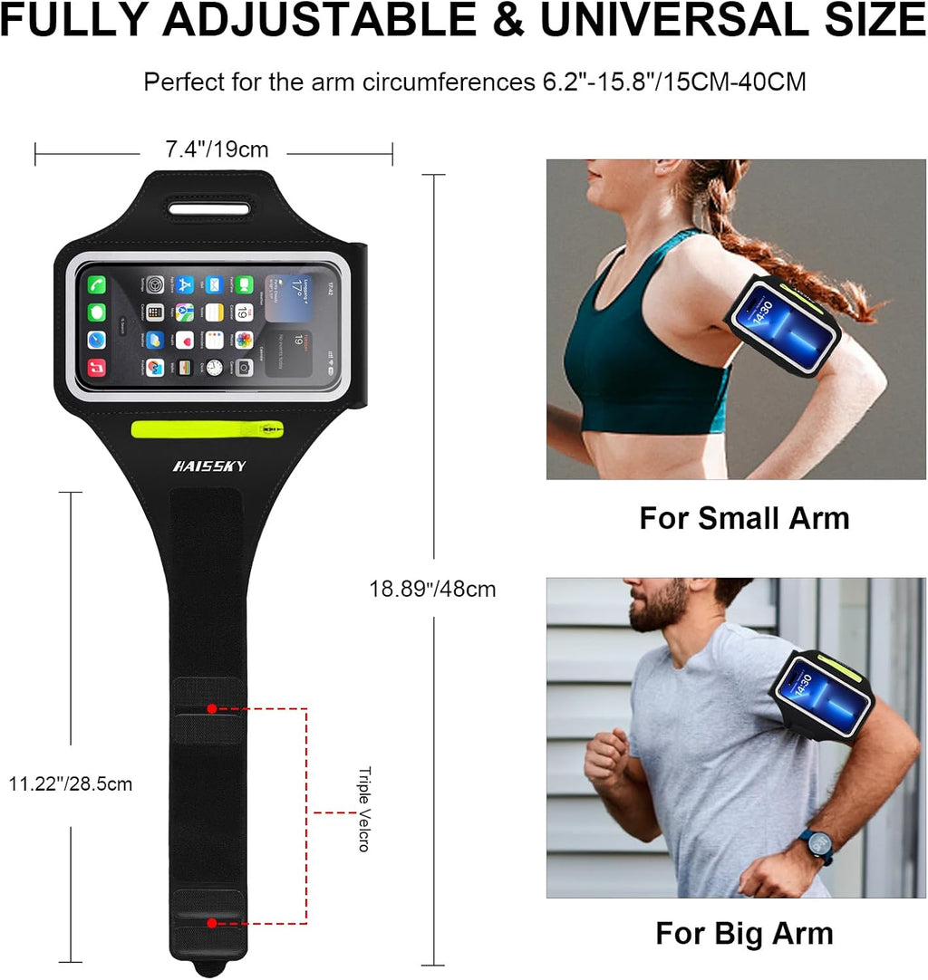 Running Armband with Zipper Pocket Sweatproof Running Phone Holder | Cell Phone Armband for Iphone Samsung,Non-Slip,Breathable Arm Phone Holder with Card Slot for Jogging Sports Gym Cycling 6.9"