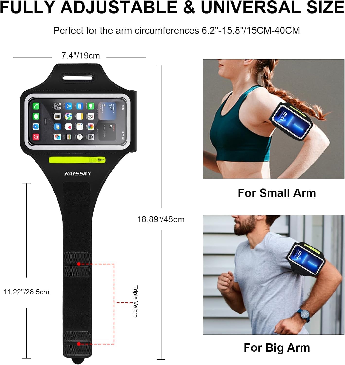 Running Armband with Zipper Pocket Sweatproof Running Phone Holder | Cell Phone Armband for Iphone Samsung,Non-Slip,Breathable Arm Phone Holder with Card Slot for Jogging Sports Gym Cycling 6.9"