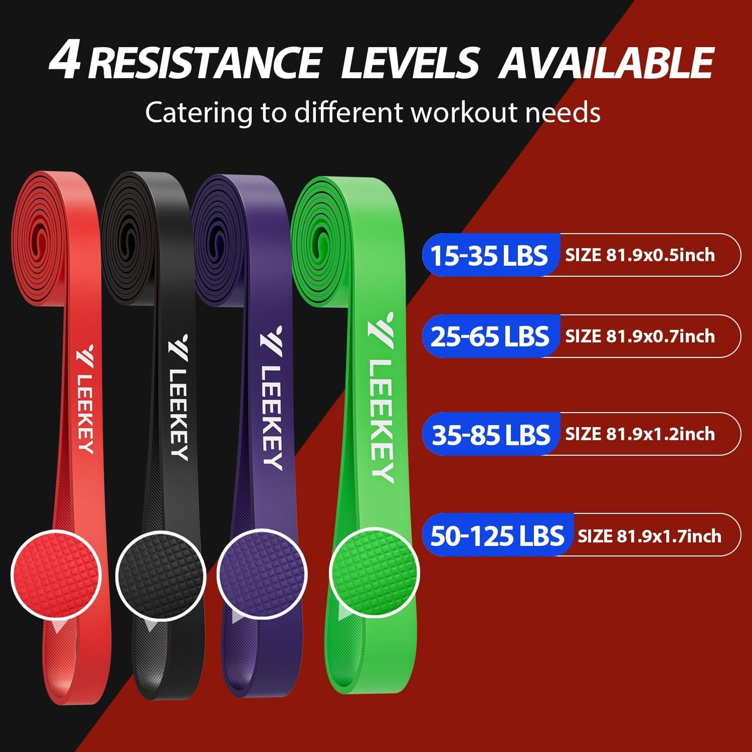 Rubber Resistance Bands ，Muit Leves Exercise Bands with Door Anchor,Pull up Assistance Bands for Men and Women- Strength Bands for Fitness Training, Physical Therapy,Home Gym Workouts