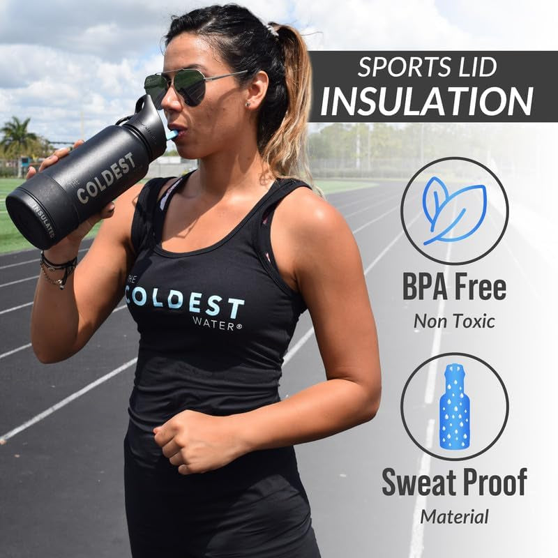Coldest Insulated Water Bottle with Straw Lid - Stainless Steel Metal Insulated Bottle for Men & Women (Crimson Red, 32 Oz)