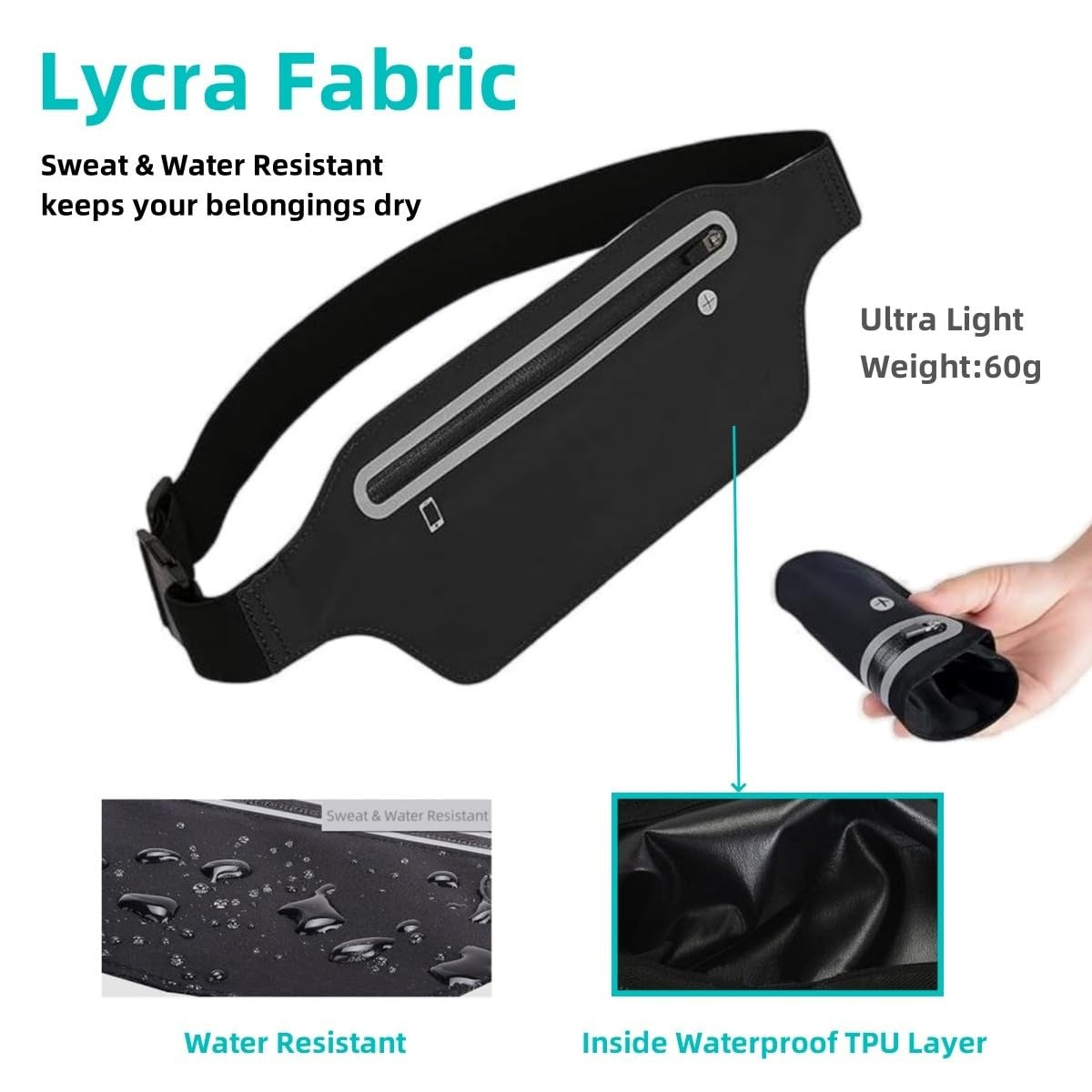 Slim Running Belt Fanny Pack Running Phone Hold Pouch Bag for Workout Jogging