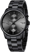 Fashion Business Mens Watches with Stainless Steel Waterproof Chronograph Quartz Watch for Men, Auto Date