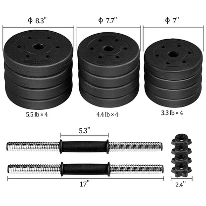 55Lb Adjustable Dumbbell Set for Home Gym, Black
