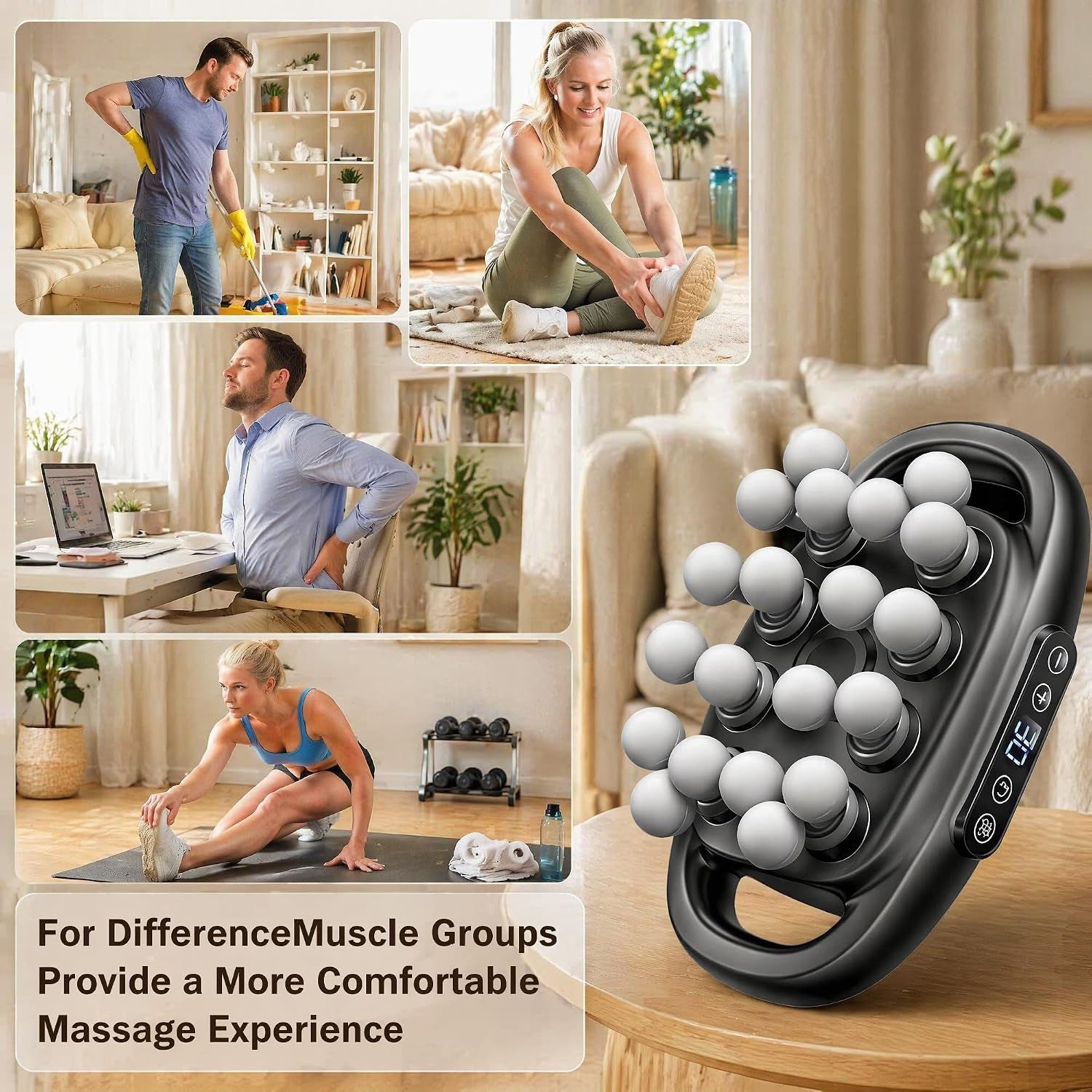 20-Head Dual Handle Massage Gun | 3 Modes 30 Speeds, Quiet Deep Tissue, Electric Muscle Relaxer, for Back Neck Shoulder Leg, for Athletes and Office