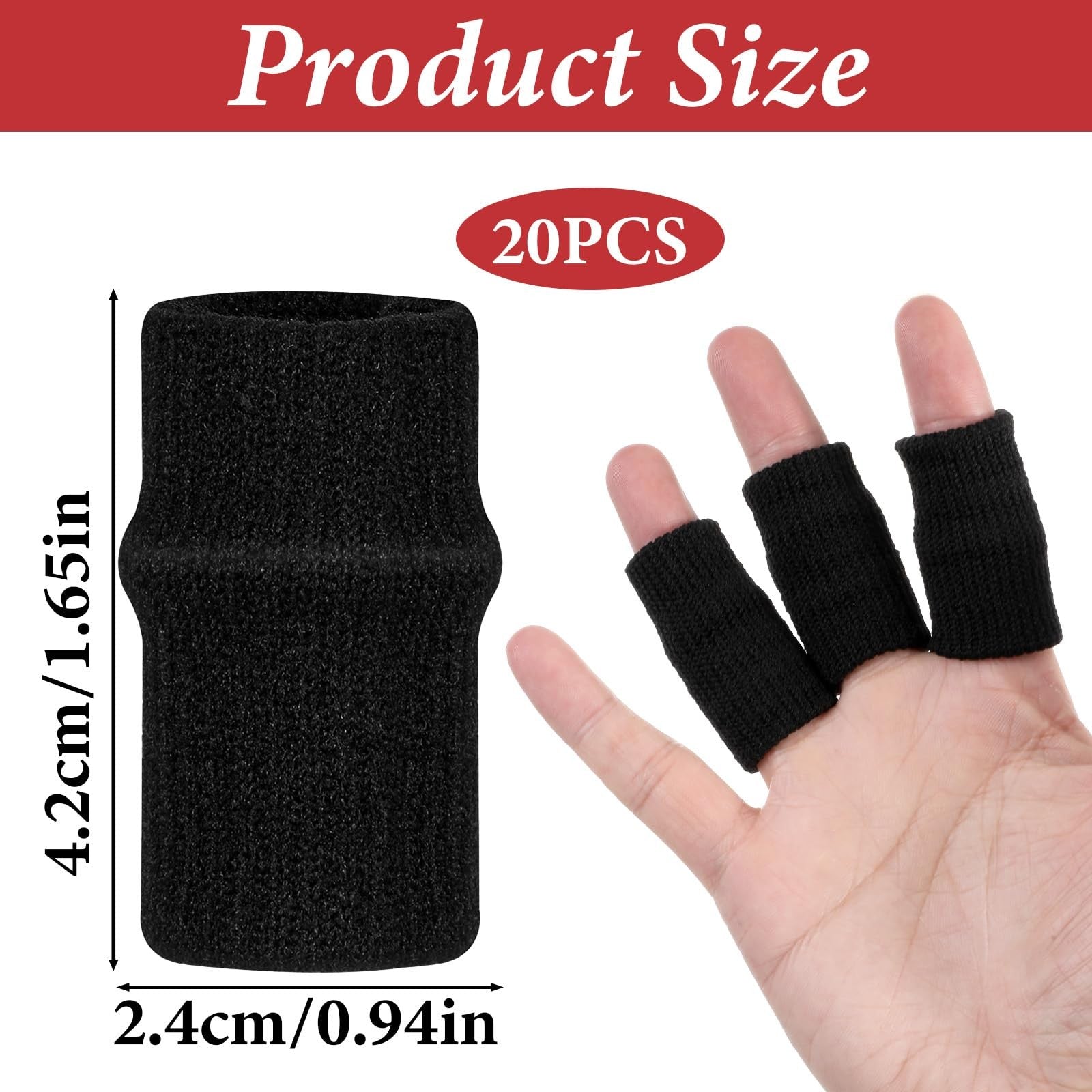 20 Pcs Breathable Finger Brace Elastic Sports Finger Compression Sleeves