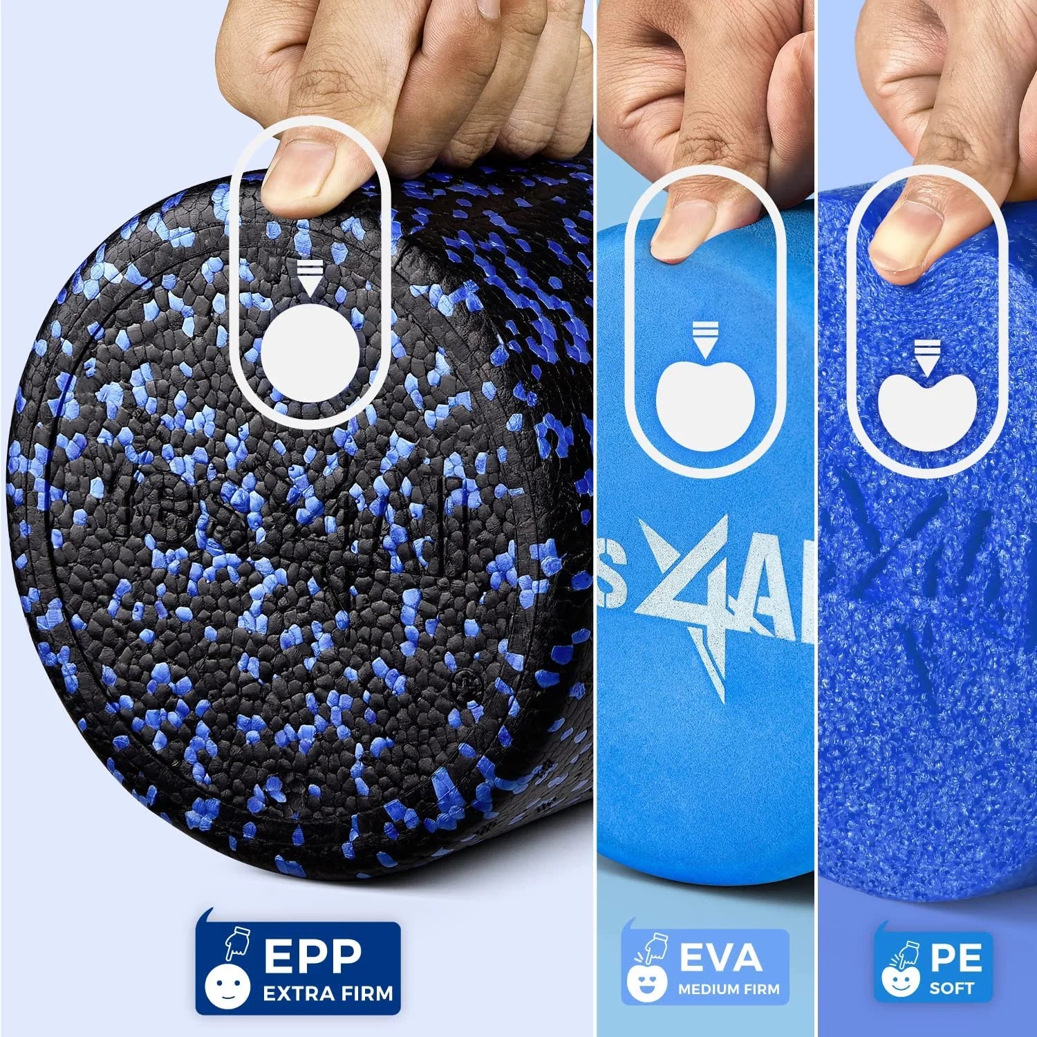 24Inch Exercise Foam Roller EPP Blue Speckled