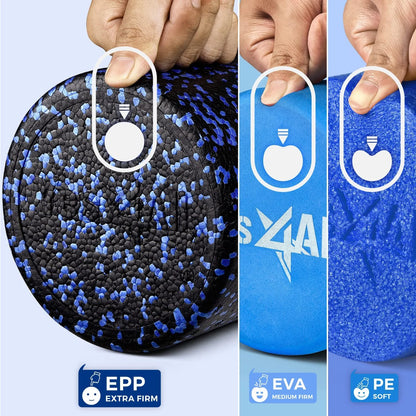 24Inch Exercise Foam Roller EPP Blue Speckled