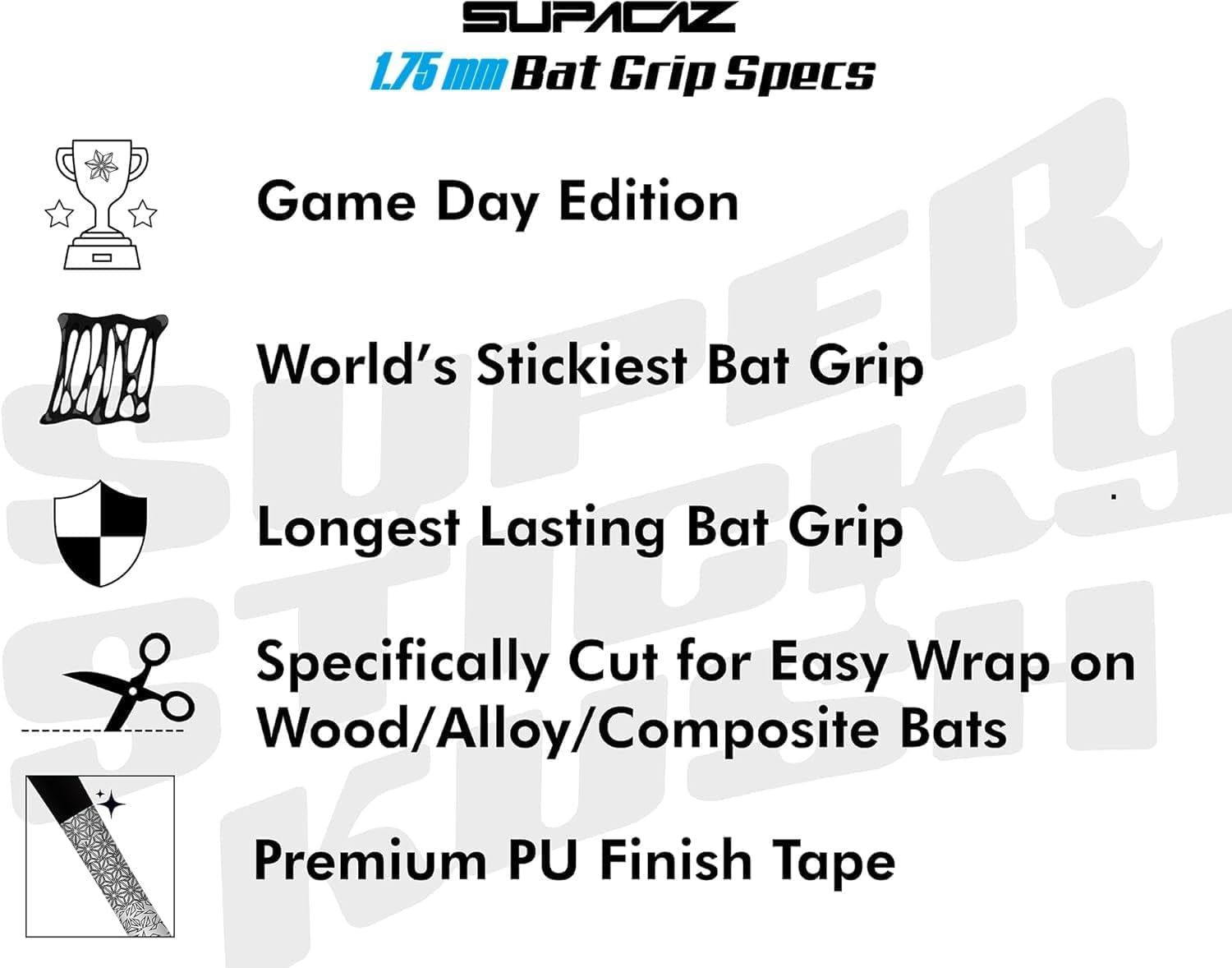 Super Sticky Kush Baseball Bat Tape - 1.75Mm | Official Authentic Premium Sports Goods Accessories