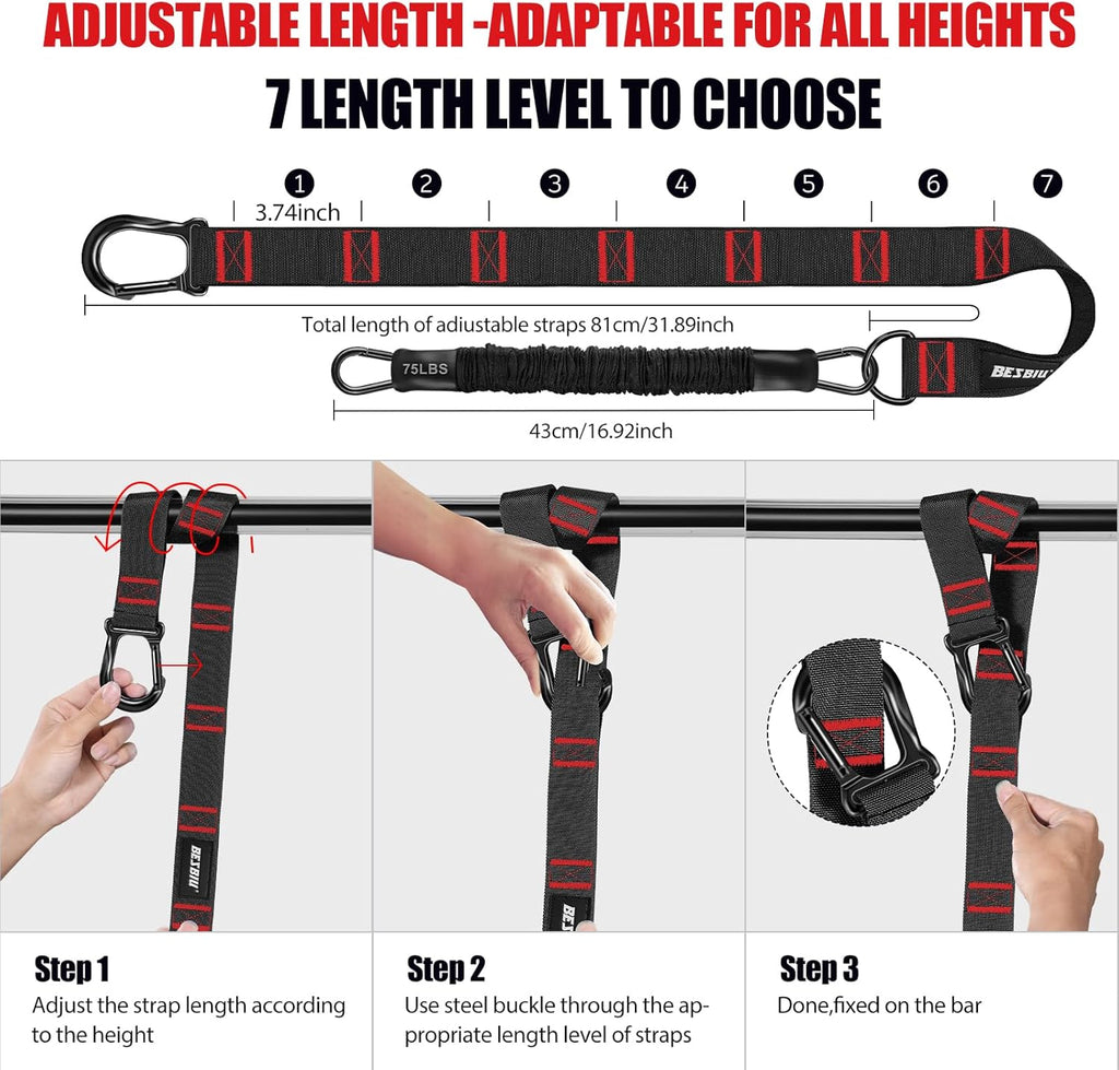 Pull up Assistance Bands 260Lbs, Heavy Pull up Bands Resistance Bands for Pull Ups Working Out with Feet Rest, Pull up Bar Bands Assistance Bands Strength Training Workout Equipment, Height Adjustable
