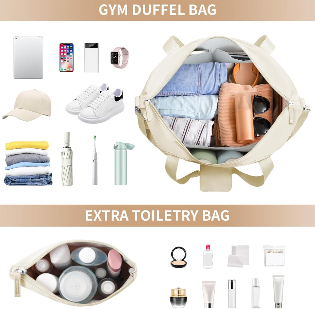 Gym Bag for Women, Personal Item Travel Bag with Shoes Compartment for Trip | Weekender Overnight Duffel Bag with Wet Pocket, Hospital Bag for Women Labor Delivery, Carry on Bag for Travel, Gym, Weekend
